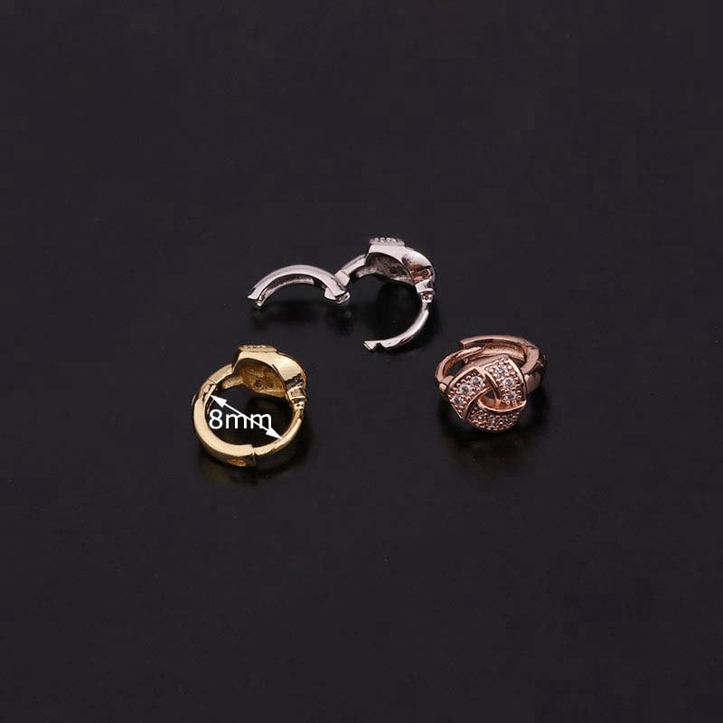 Khuyên tai tròn đính đá thời trang đường kính bên trong 8mm