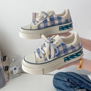 Giày thể thao nữ vải caro đan kim tuyến Mộc