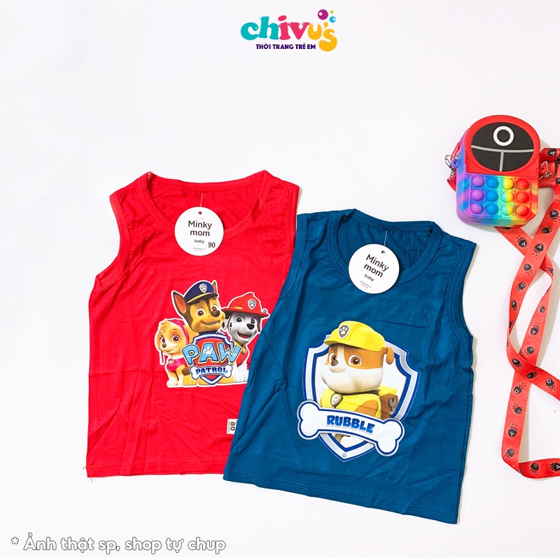 Áo ba lỗ bé trai bé gái chất cotton lạnh đội chó cứu hộ CHIVU's KID quần áo trẻ em 1 2 3 4 5 6 tuổi thoáng mát