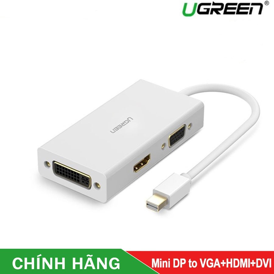 Cáp chuyển đổi 3 trong 1 Mini displayport to HDMI / VGA / DVI hỗ trợ 4k*2k Ugreen 20417