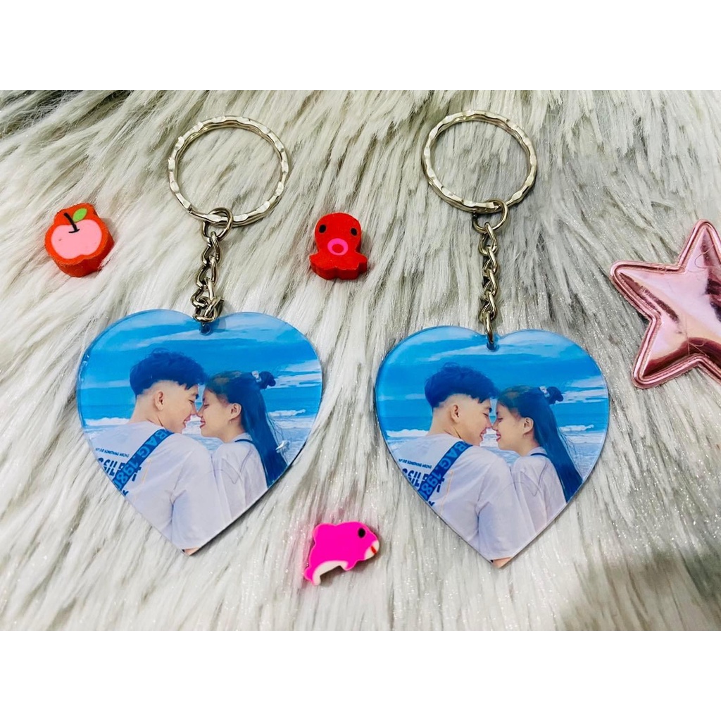 Móc chìa khoá in ảnh theo yêu cầu, móc khóa mica ảnh 2 mặt