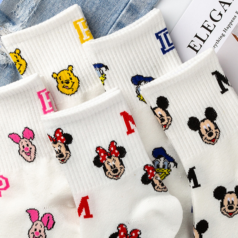Vớ Cotton họa tiết chuột Mickey nhiều phong cách tùy chọn xinh xắn dành cho nữ