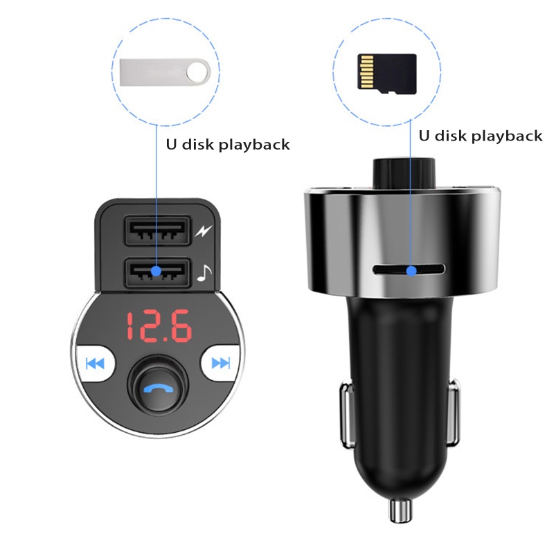 Tẩu Sạc Xe Hơi Tích Hợp Máy Nghe Nhạc MP3 Bluetooth Cổng USB