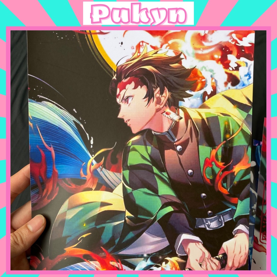 Tranh Dán Tường Anime Kimetsu No Yaiba Decal Poster Trang Trí Phòng Ngủ Phòng Làm Việc Khổ A4 DC01