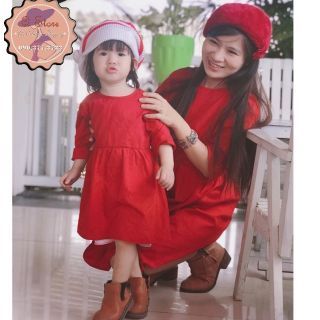 Set đầm đỏ cho mẹ và bé diện Noel và tết