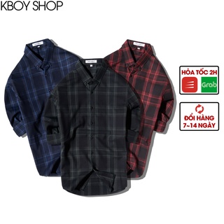 Áo sơ mi CARO ba màu ĐỎ/XANH/XANH LÁ- Tay Dài -Form chuẩn / Hàng quãng châu/Sang trọng,lịch lãm,thu hút ánh nhìn - 9088