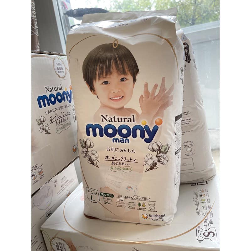 Tã/Bỉm Moony Natural Nội Địa Nhật Dán/Quần Dùng Cả Bé Trai, Bé Gái NB63/S58/M46/L38/L36/XL32