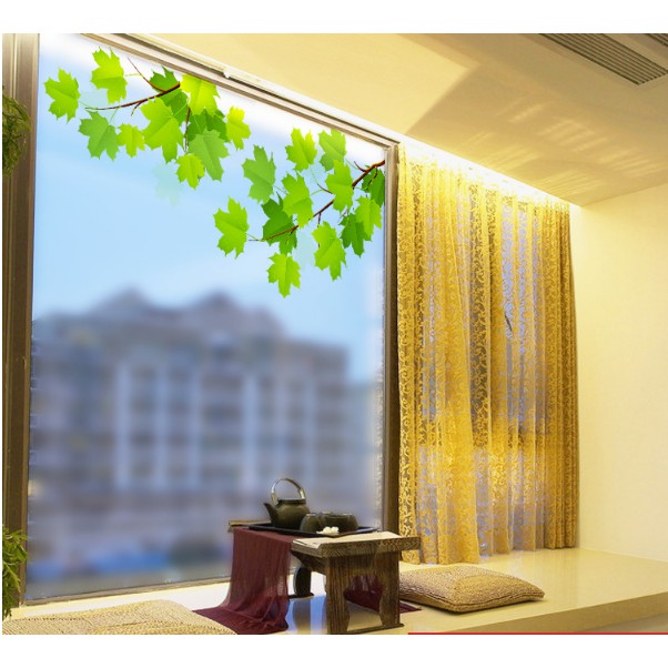 Decal trang trí kính cao cấp mẫu 2 nhánh cây xanh (60cm x 58cm)