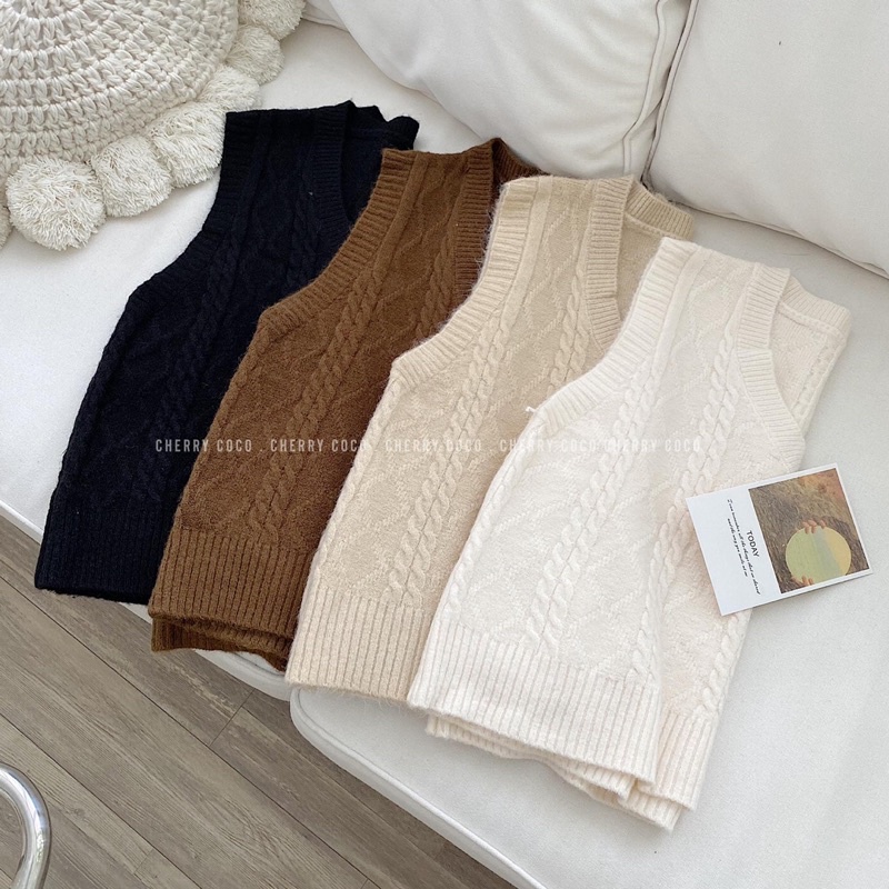 Áo gile len vặn thừng vừa 11113 CHERRYCOCO | BigBuy360 - bigbuy360.vn