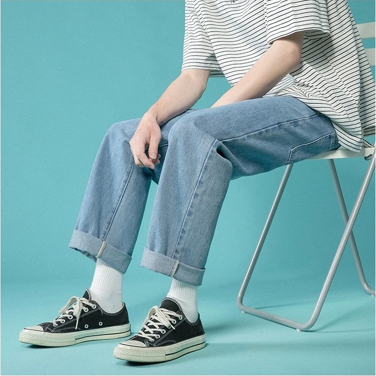 Quần jean nam dáng baggy ống suông rộng TDSHOPNT 3 màu xanh, xám, đen QN01