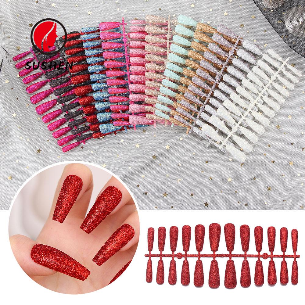 (Hàng Mới Về) Set 24 Móng Tay Giả Lấp Lánh Thời Trang Cho Nữ Sushen