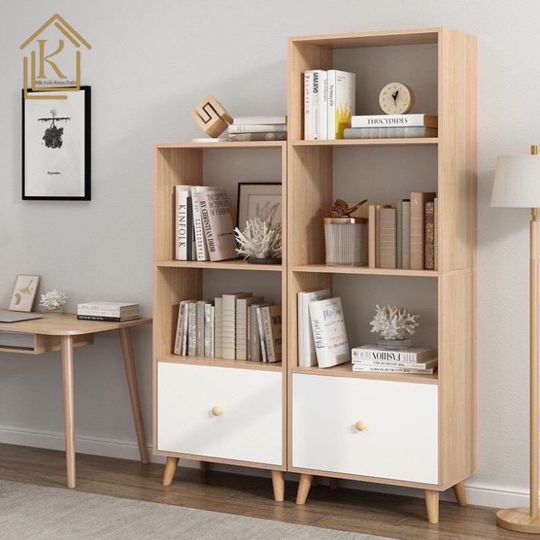 Tủ Kệ Đứng-Trang Trí, Kệ sách gỗ Decor, phong cách bắc âu nhiều tầng, dễ lắp ghép-6868
