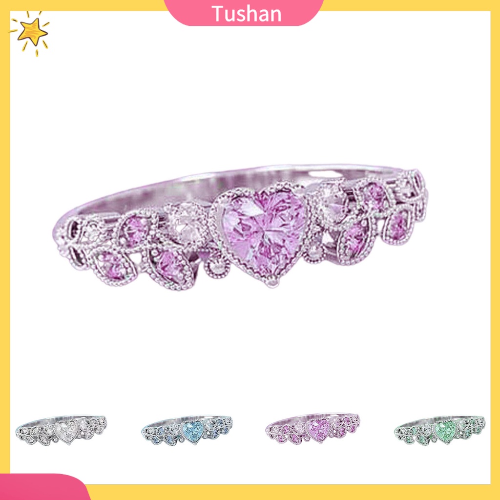 Nhẫn đính hôn mạ điện nhẹ đính đá tinh tế