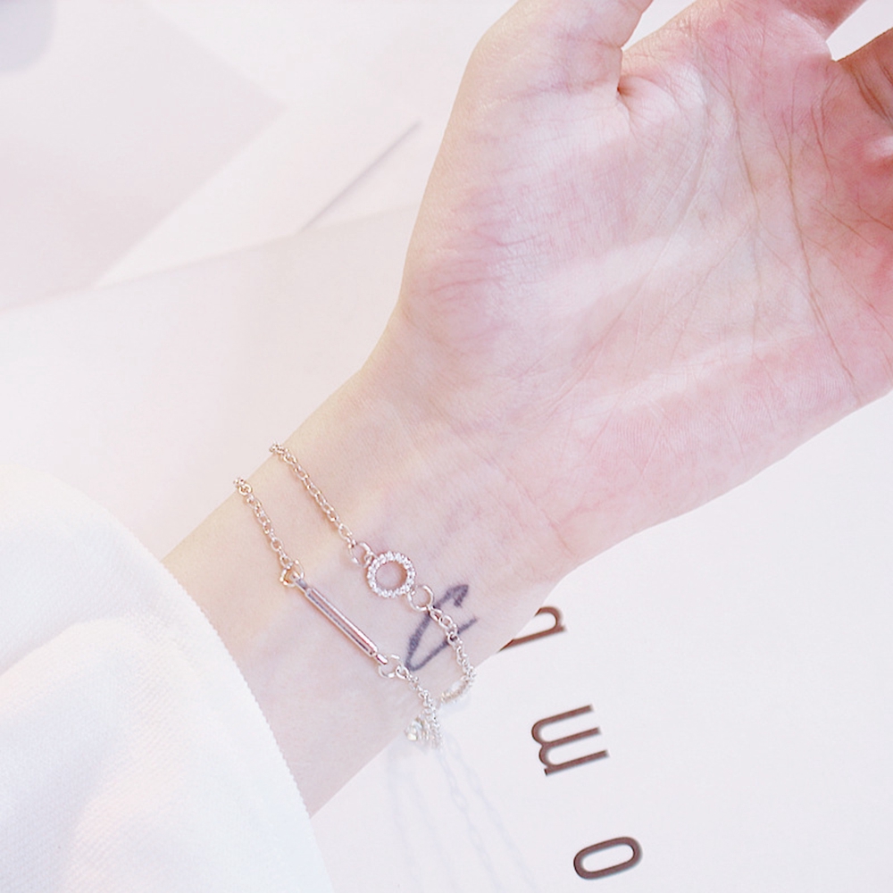 Vòng tay mạ bạc 2 lớp phong cách Hàn Quốc cho nữ