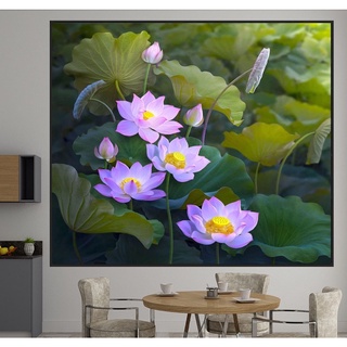Tranh treo tường hoa sen thanh nhã. hình ảnh tranh treo tường hoa sen sắc nét, tươi sáng. size 50x50