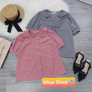 Áo Sơ mi Caro Cổ bầu siêu Xinh