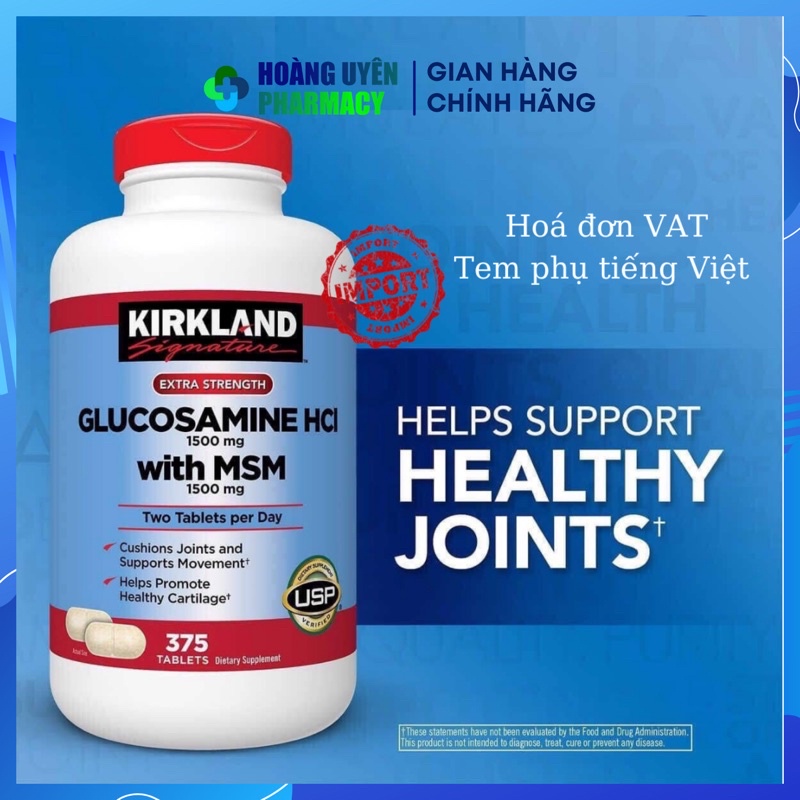 Viên uống Glucosamine Kirkland 1500mg with MSM 375 viên