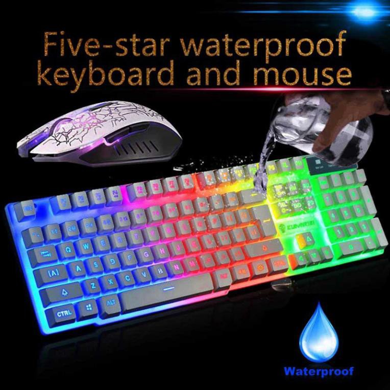 Bộ Bàn Phím Và Chuột Dạ Quang Kuiying T6, Keyboard Bàn Phím LED 7 màu, Chuyên Game Siêu Mượt, Chống Nước Hàng Hãng