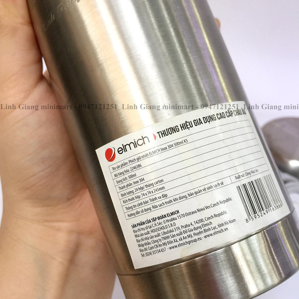 Bình nước giữ nhiệt inox 500 ml Elmich K5