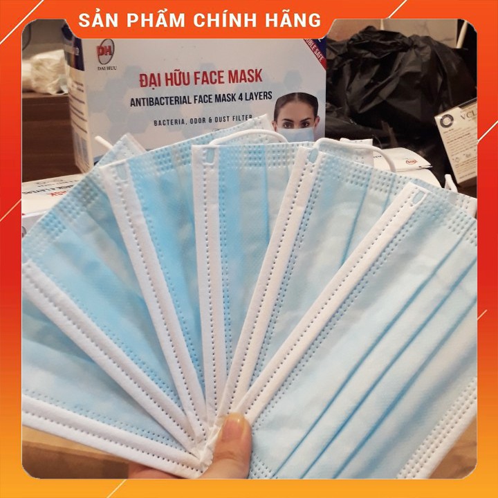 [CHÍNH HÃNG] Khẩu trang 4 lớp Đại Hữu xanh_hộp 50 chiếc