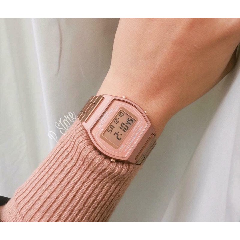 Đồng hồ nữ dây thép Casio B640wc rose gold chính hãng