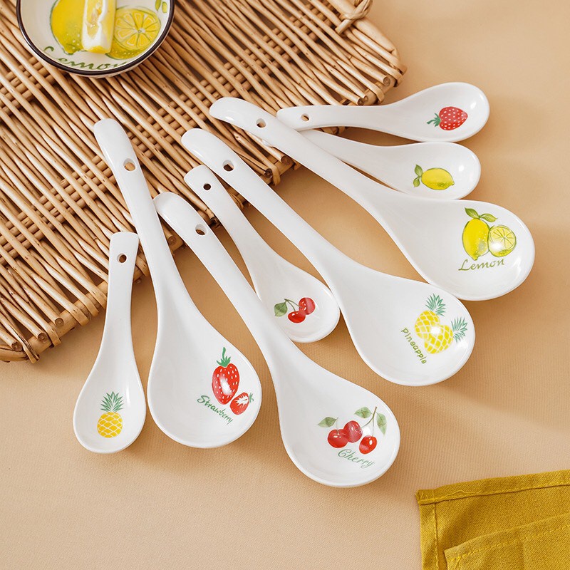 Thìa cơm, muôi canh gốm sứ Bộ bát đĩa decor siêu đáng yêu cực cao cấp