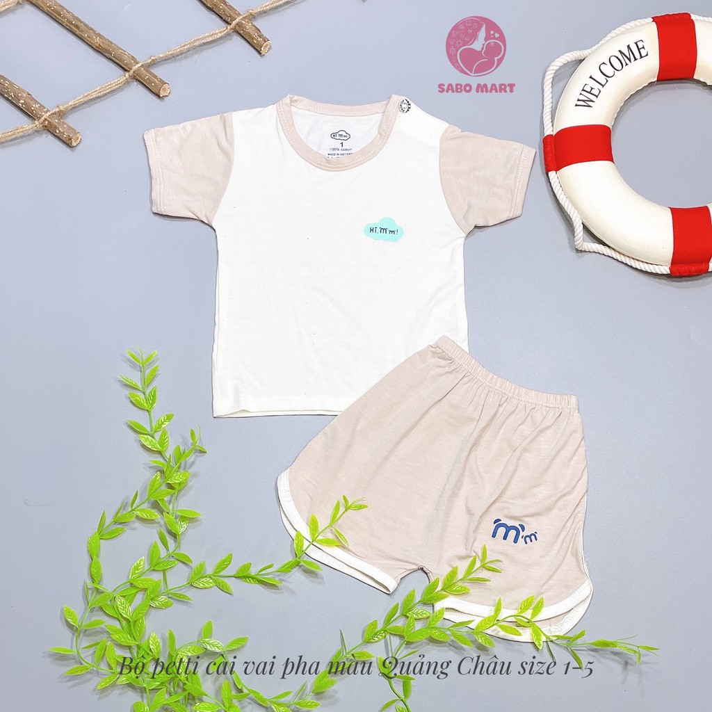 Bộ Cộc Tay Phối Áo Trắng Quần Màu Hi! Mom Kids Chất Đẹp