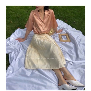 CHÂN VÁY LỤA SATIN XẾP LY