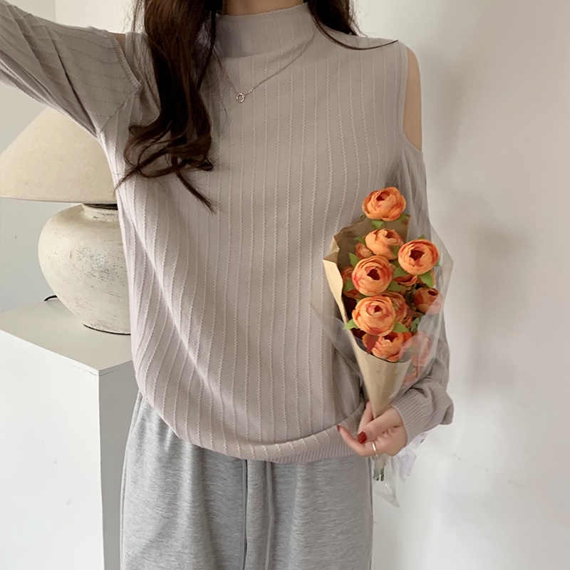 Áo len tay dài trễ vai phong cách Hàn Quốc mới cho nữ