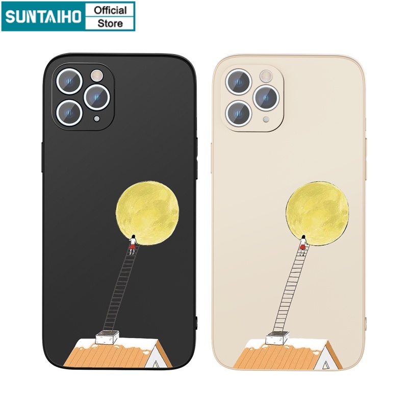 Ốp lưng iphone Ốp điện thoại Suntaiho Silicon mềm in thang và mặt trăng thích hợp cho iPhone 13 12 11 Mini Pro X XR XS Max 7/8 Plus