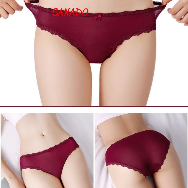 (QL08) quần lót nữ voan xuyên thấu quần chíp nữ viền ren mềm mịn - Sanado