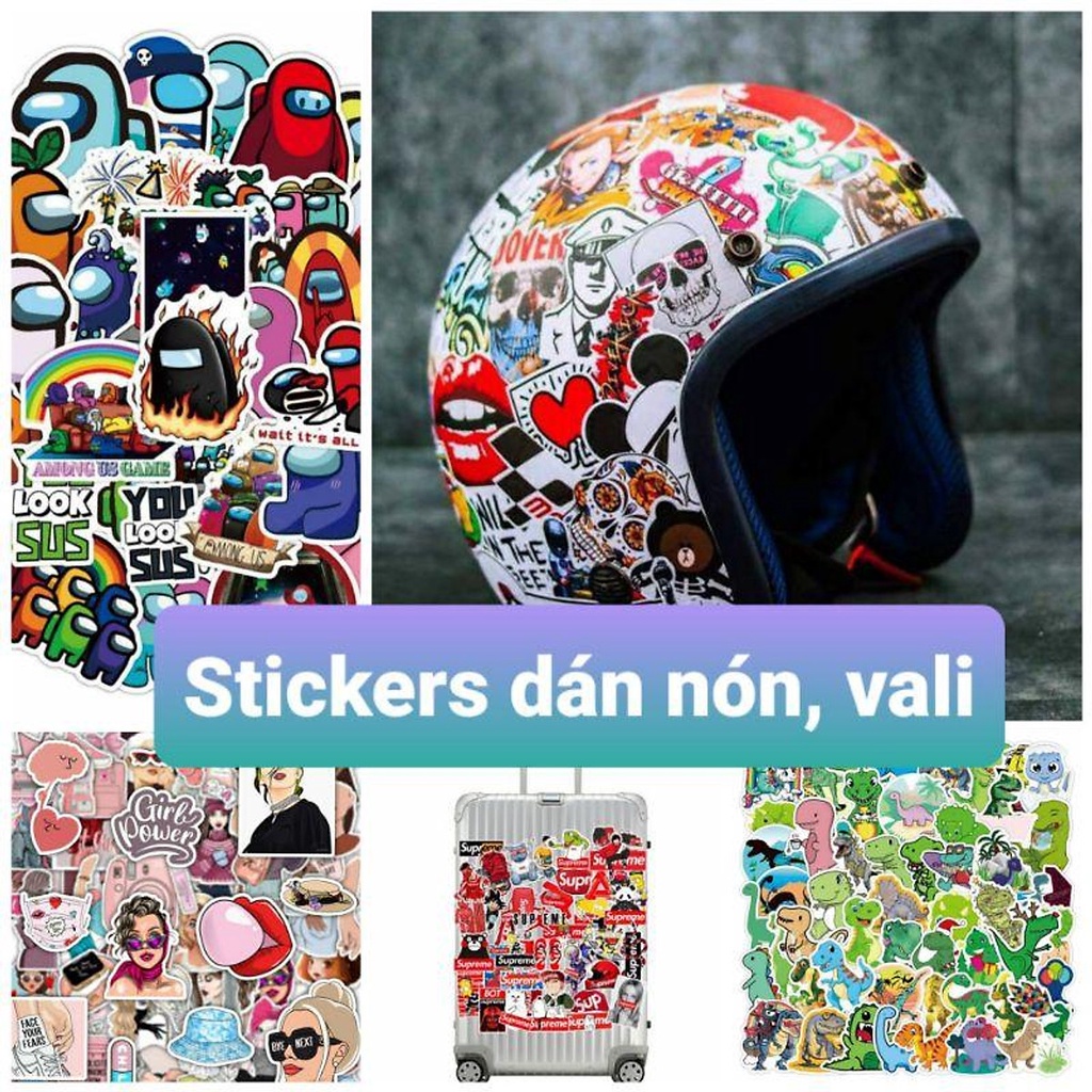 Combo 30 Sticker Chống Nước Decal Dán Điện Thoại Laptop Mũ Bảo Hiểm Vali Đàn Guitar Bình Nước Sổ Tay - Minh An Saigon