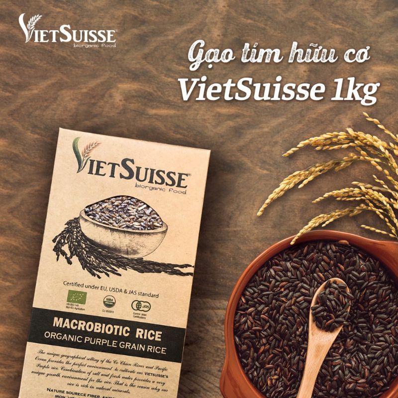 GẠO TRẮNG XÁT DỐI LỨT TÍM HỮU CƠ VIETSUISSE 1KG