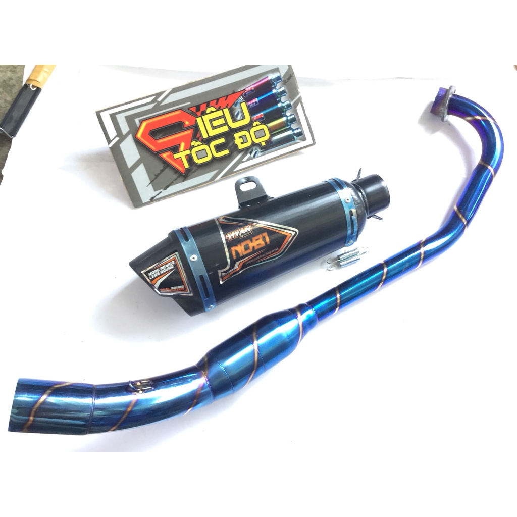 Pô nobi ĐEN 2 nòng full cổ bầu hơi titan gắn cho nhiều loại xe