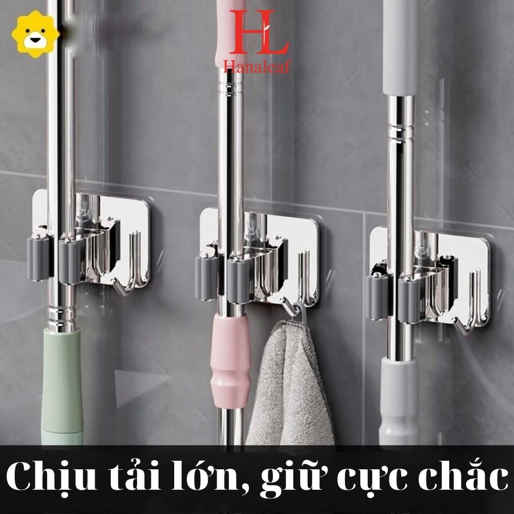 Móc dán tường HL, kẹp giữ cây lau nhà, treo chổi chịu lực 10kg