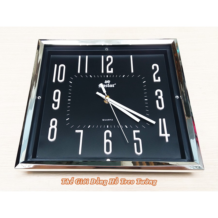 Đồng Hồ Treo Tường KIM TRÔI EASTAR Cao Cấp Vuông Viền Kim Tự Tháp – Số nổi 3D – Tặng Pin Maxell - Bảo Hành 1 Năm