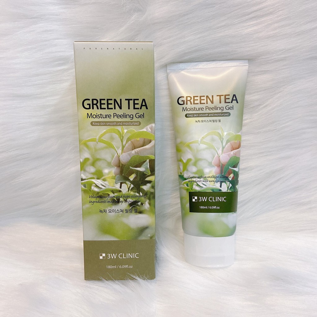 Gel Tẩy Tế Bào Chết Chiết Xuất Trà Xanh 3W Clinic Green Tea Moisture Peeling Gel 180ml