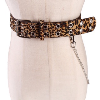 Thắt lưng da báo 1 hàng lỗ/2 hàng lỗ kèm xích (hàng có sẵn)