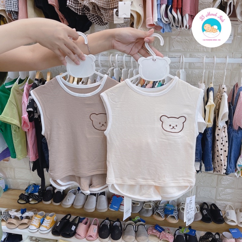 Bộ đồ gấu style Hàn siêu mềm mịn, bộ đồ ba lỗ cho bé gái và bé trai