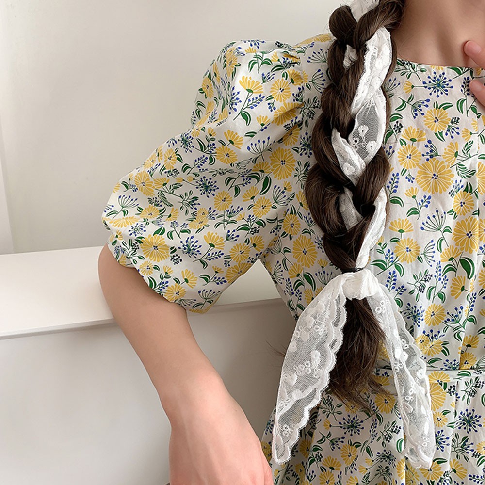 Dây Buộc Tóc Ren Hoa Thời Trang Hàn Quốc Cho Nữ