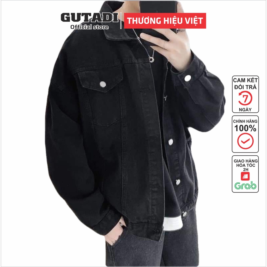 Áo Khoác Jean Nam Nữ Áo Jean 💖Bò Rin Form rộng Unisex BASIC Đen Trơn Cao Cấp loại 1 chuẩn VNXK