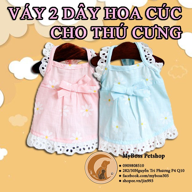 Váy/đầm xòe 2 dây hoa cúc chó mèo thú cưng