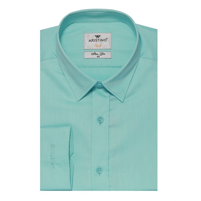 Áo sơ mi nam dài tay Aristino xanh ngọc. sợi tre thấm hút, from slim, tà lượn ALS19208