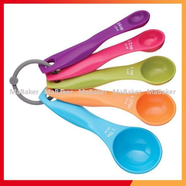 Xả cắt lỗ Bộ 5 muỗng thìa đong nguyên liệu bằng nhựa cao cấp - MaBaker