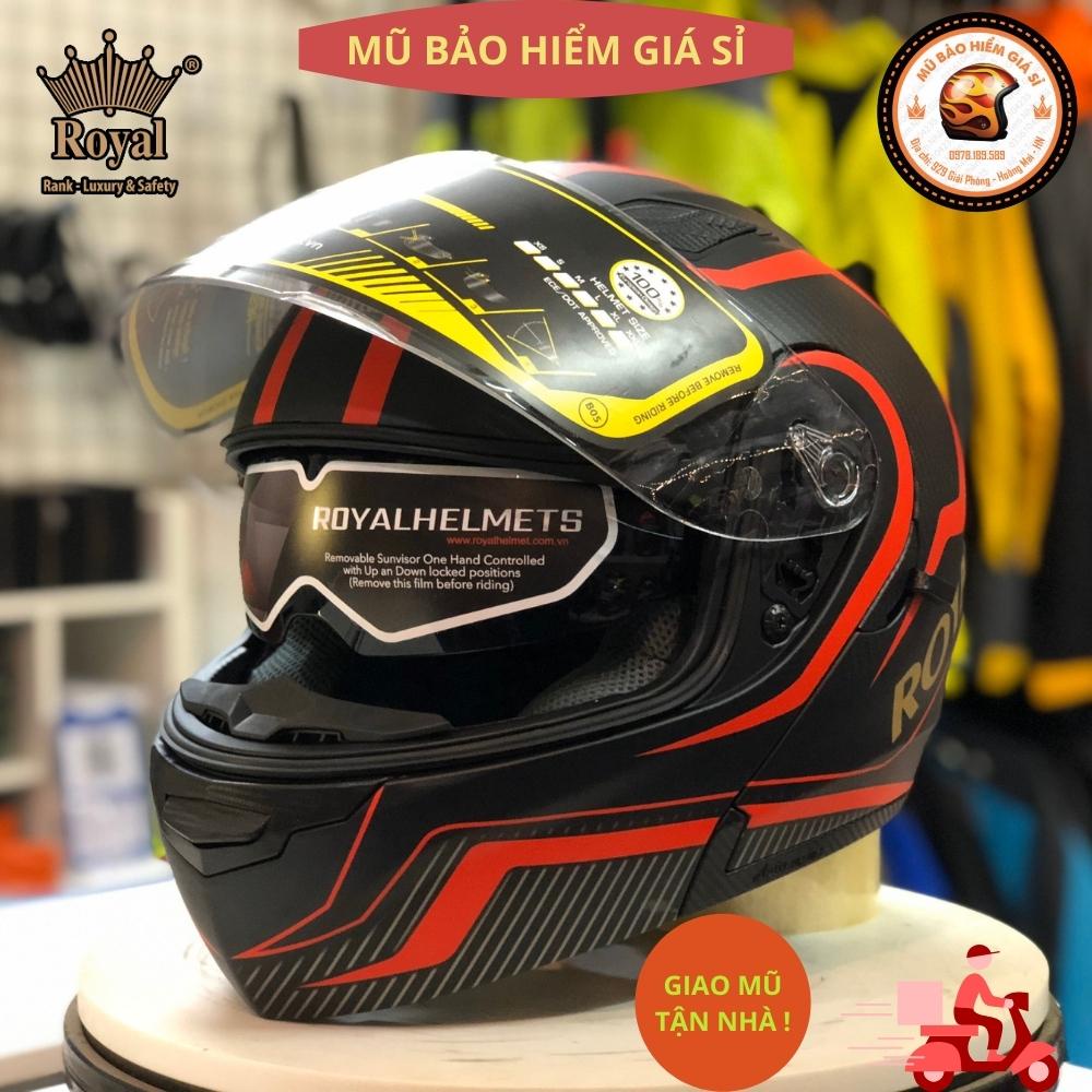 Mũ bảo hiểm Fullface lật hàm 2 kính Royal M179 tem