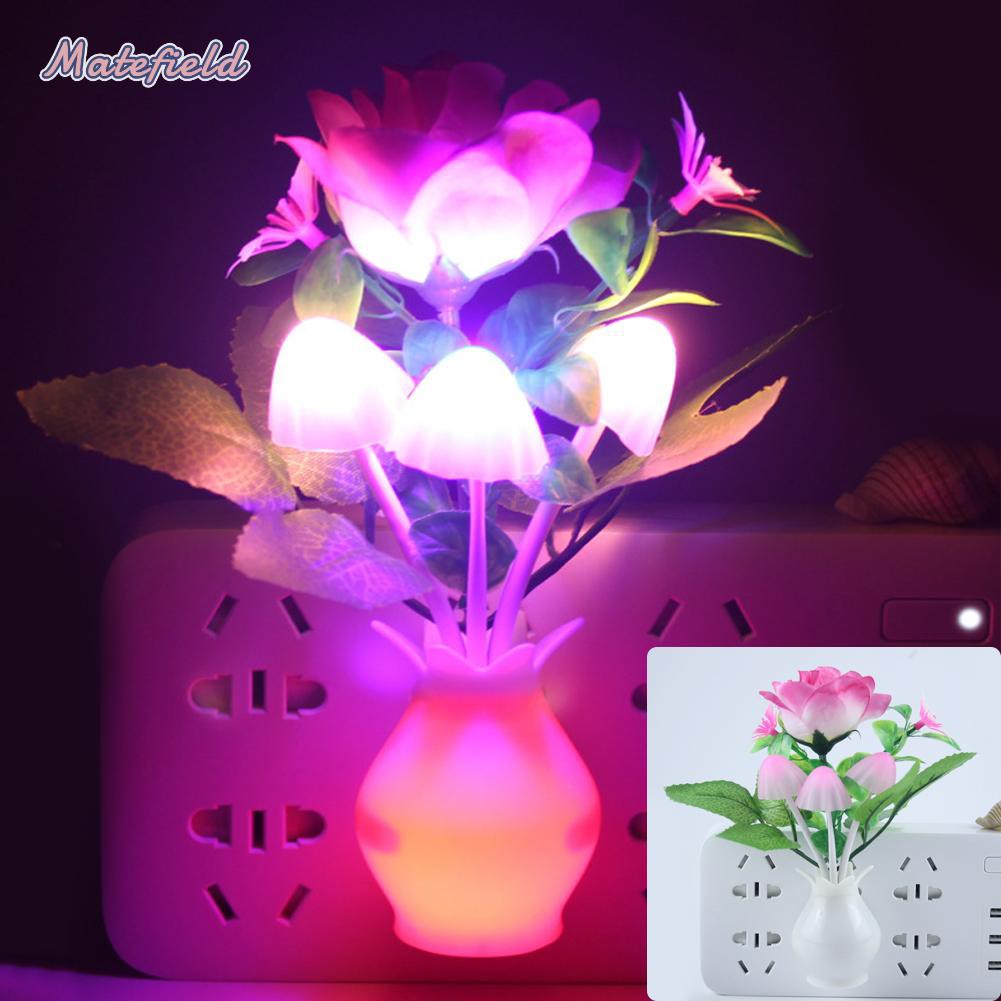 US Plug-in LED Night Lamp Flower Shape Colorful Lighting Sensor for Bedroom