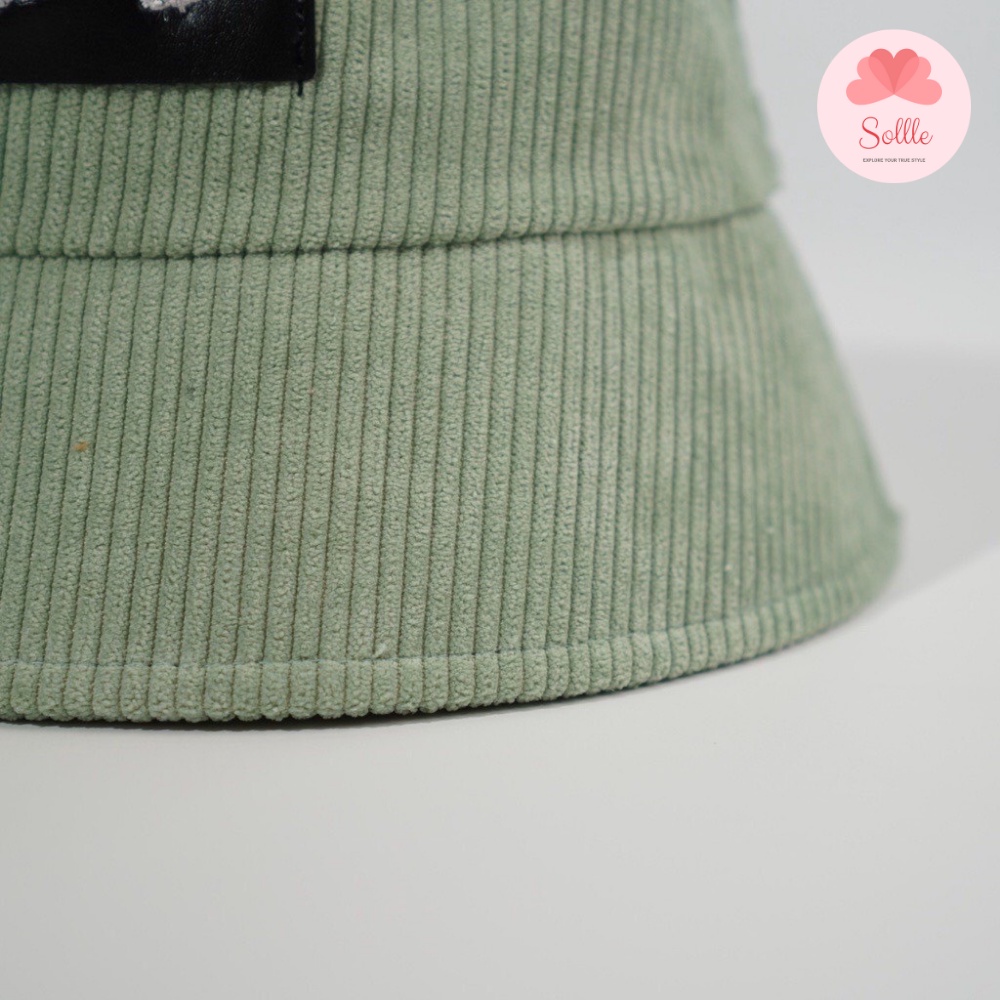 Mũ bucket vành cụp unisex nón tai bèo thêu chữ MARIA nỉ nhung gân tăm nhiều màu nam nữ Sollle