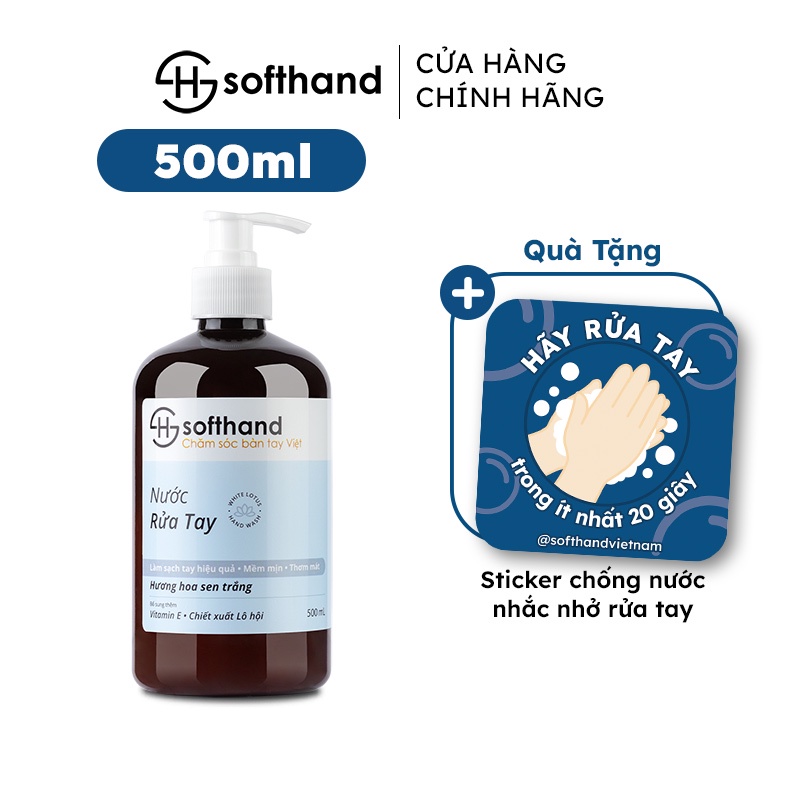 Nước rửa tay Softhand Hoa Sen Trắng 500ml xà phòng rửa tay tạo bọt sạch khuẩn dưỡng ẩm
