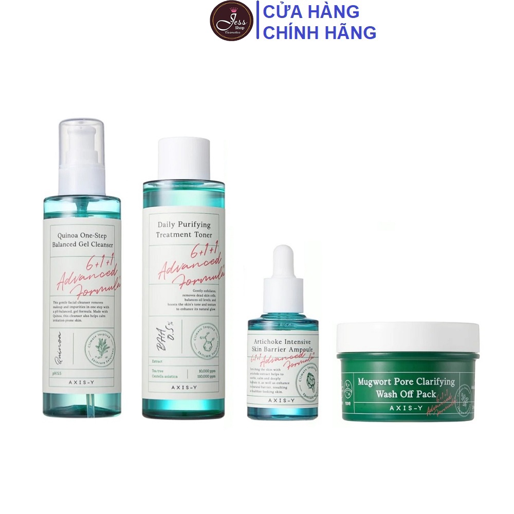 Bộ 4 Sản Phẩm Giảm Mụn Thâm, Hồi Phục Da Axis-Y (Sữa rửa mặt 180ml + Toner 200ml + Tinh chất 30ml + Mặt nạ 100ml)