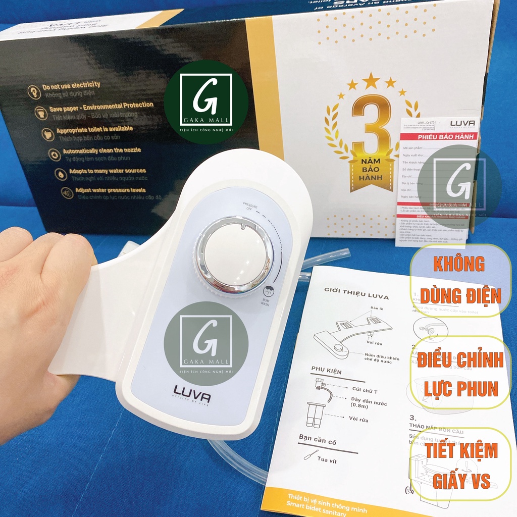 Vòi rửa vệ sinh thông minh Luva Bidet LB101, BH 3 năm, đổi lỗi 100 ngày, linh kiện nhập 100% Hàn Quốc